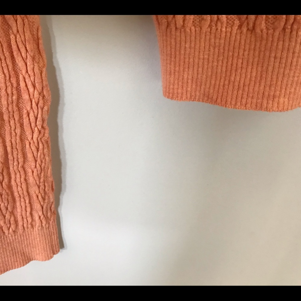 Free People Small Orange Cropped Cable Knit Sweater Sz: L - Picture 5 of 9